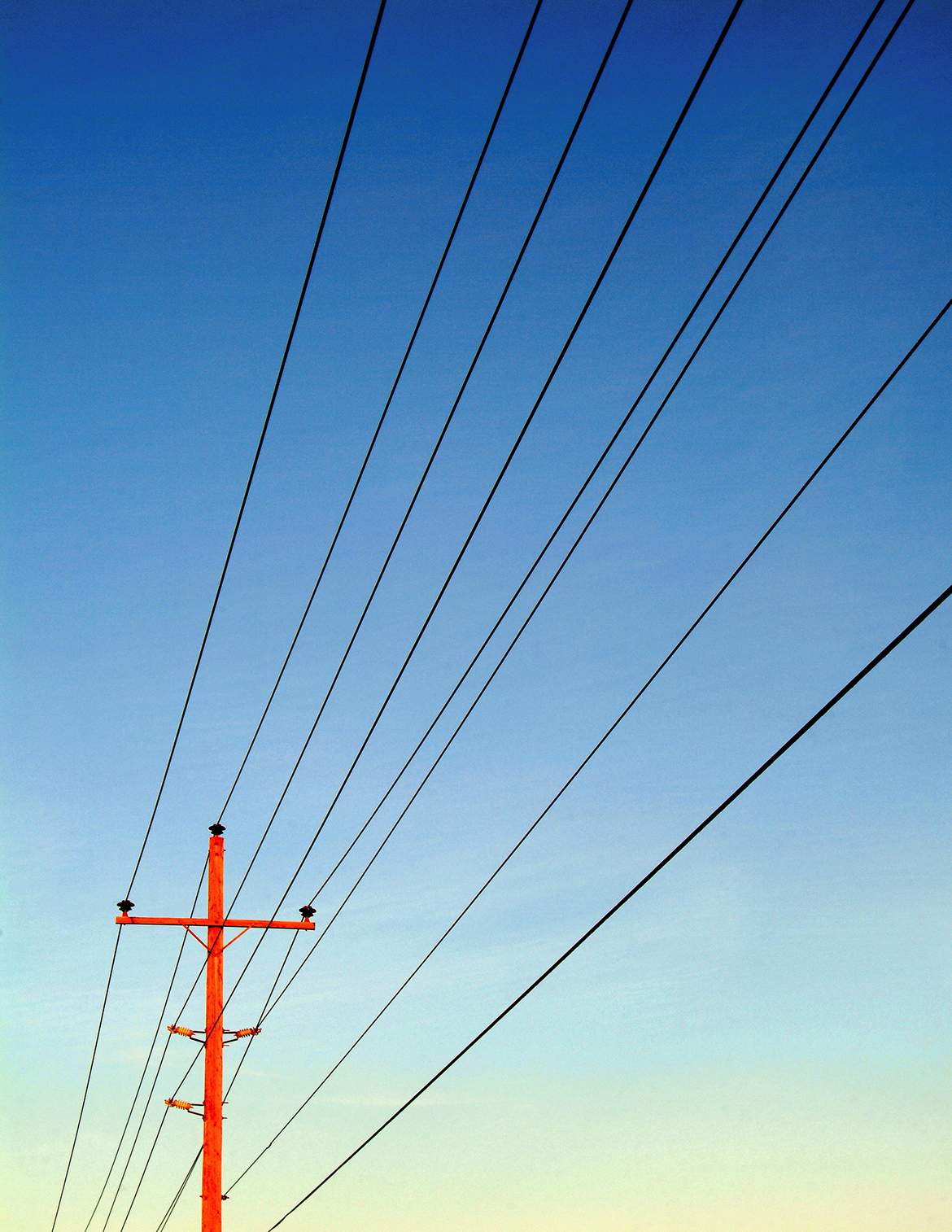 Converging telephone lines.